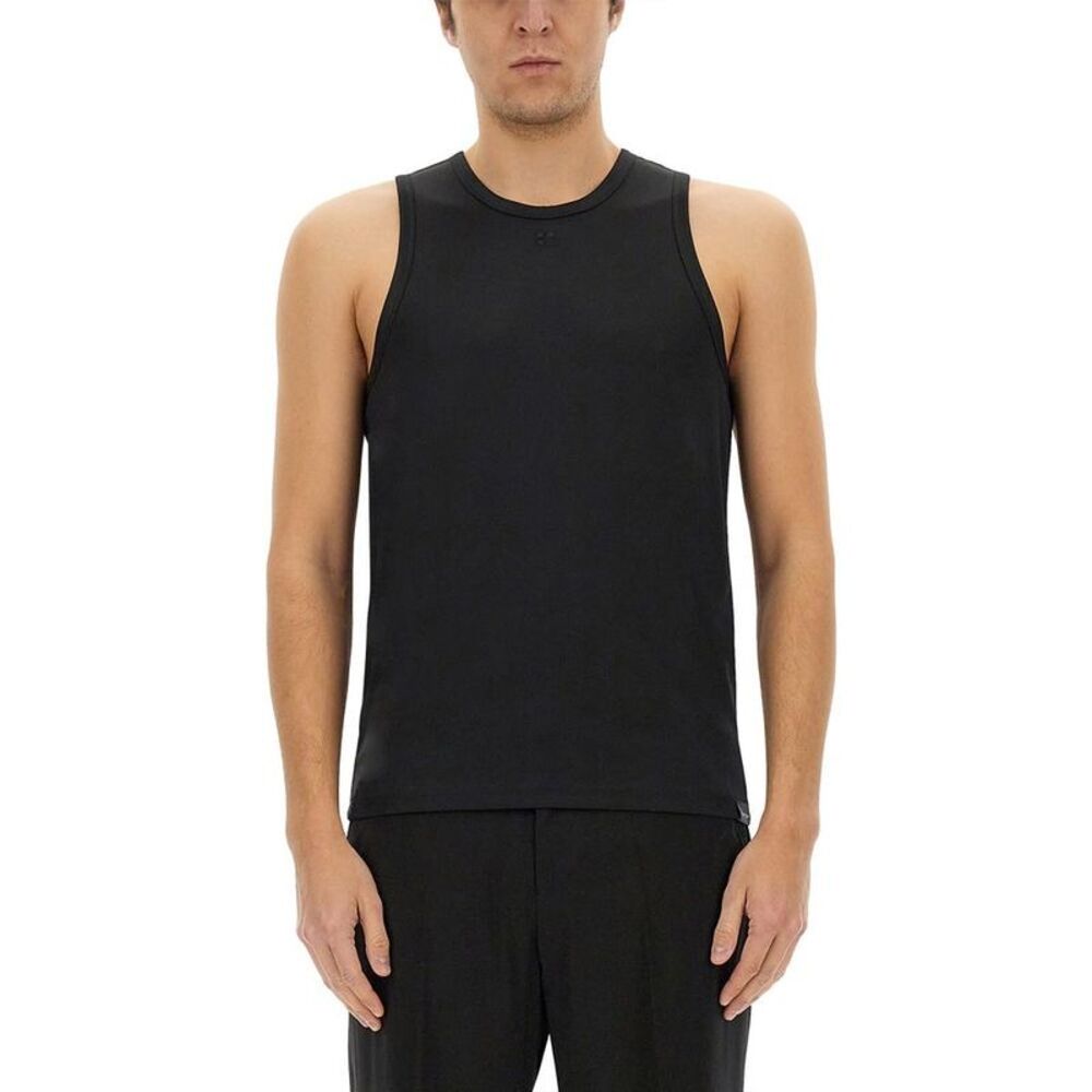 COURREGES Logo Detail Ribbed Tank Top Men BLACK T-Shirts